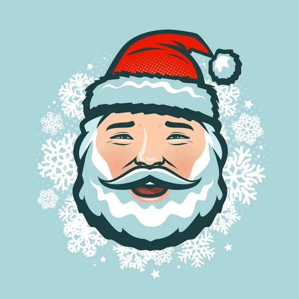 Směje Santa Claus Klobouku Vánoční Vektor — Stockový vektor