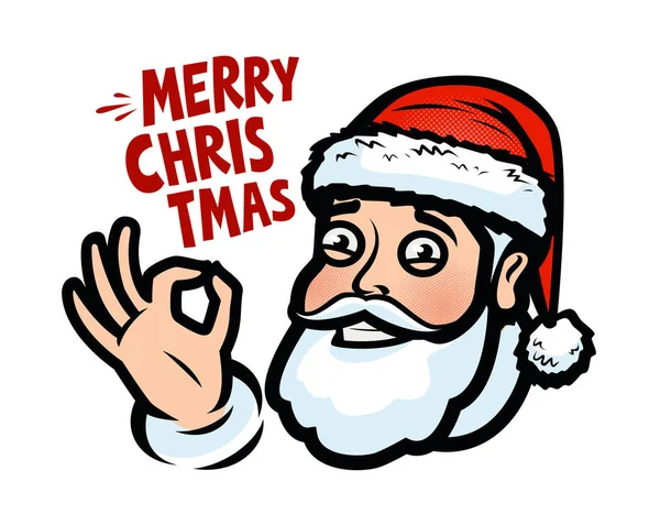 Zábavné Santa Claus Vánoční Blahopřání Banner Kreslené Vektorové Ilustrace Izolované — Stockový vektor