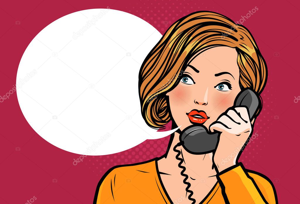 girl or young woman talking on the phone. telephone conversation. vector