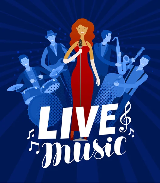 Affiche Musique Live Festival Musical Concept Concert Illustration Vectorielle — Image vectorielle