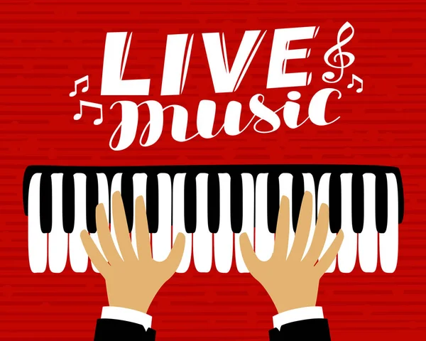 El músico toca el piano. Música en vivo, póster. Ilustración vectorial — Vector de stock