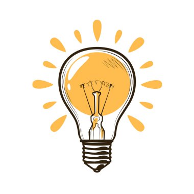 Lightbulb, bulb sketch. Electricity, electric light, energy concept. Vector illustration clipart