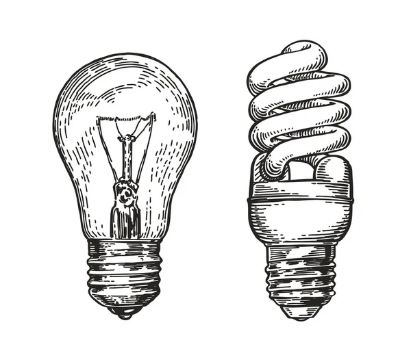 Ескіз Лампочки Енергія Електрична Лампочка Концепція Електроенергії Рука Намальована Вектор — стоковий вектор