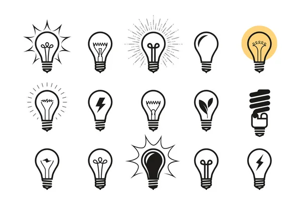 Lightbulb Icon Set Light Bulb Electricity Energy Symbol Label Vector — Stock Vector