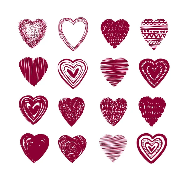 红心组的图标 情人节 浪漫的象征或标签 在白色背景查出的向量例证 — 图库矢量图片