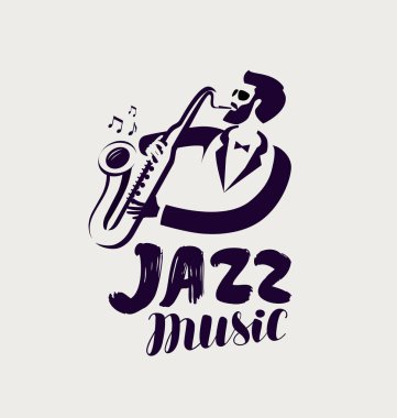 caz logo veya etiket. canlı müzik, müzik festivali simgesi. yazı vektör