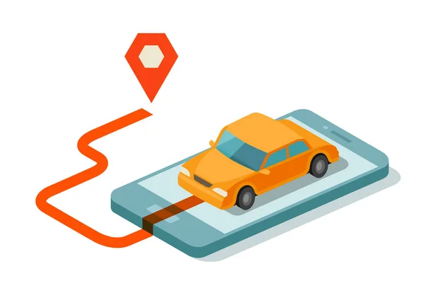移动互联网应用的出租车服务 在白色背景上隔离的矢量插图 — 图库矢量图片