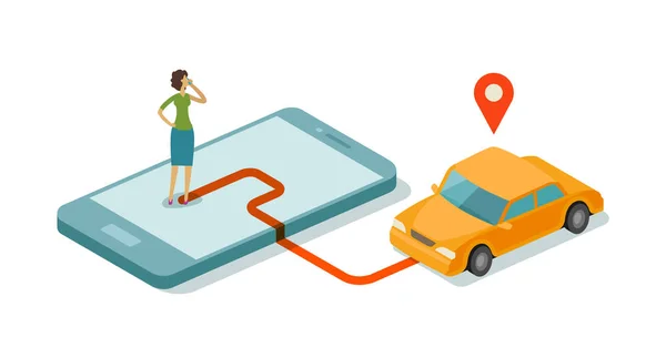Taxi služba pro mobilní internet cca Flat, vektorové ilustrace — Stockový vektor