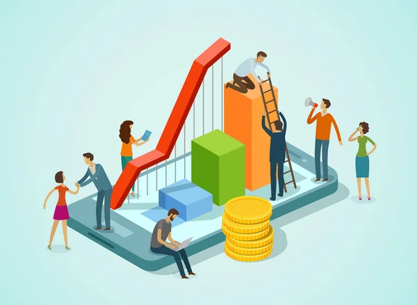 Business Concept Teamwork Finance Chart Infographics Vector Illustration — Stock Vector