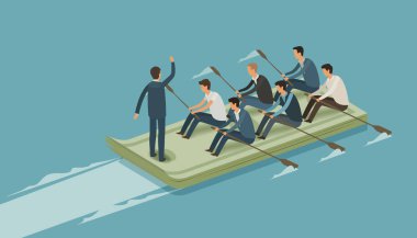 Ekip çalışması. İş, takım çalışması, para kavramı. Vektör çizim