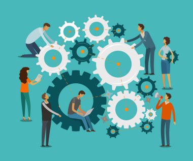 Takım iş kavramı. İş, ekip çalışması infographics. Gears'ı illüstrasyon vektör