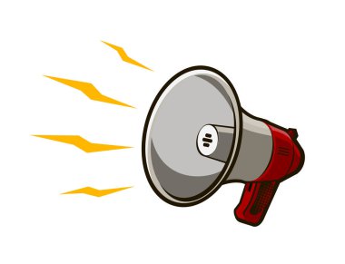 Bağırarak megafon, hoparlör. Vektör retro megafon beyaz arka plan üzerinde izole