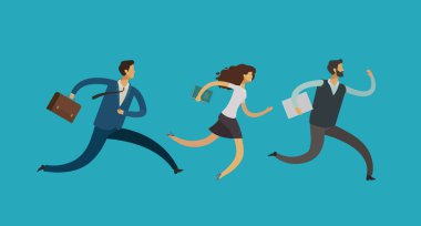 İş adamları çalıştırın. Son Tarih, rekabet kavramı. Vektör çizim