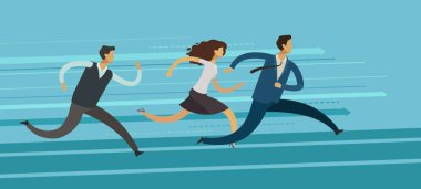 İş adamları çalıştırın. Yarışma, rekabet, hedef başarı kavramı. Vektör çizim