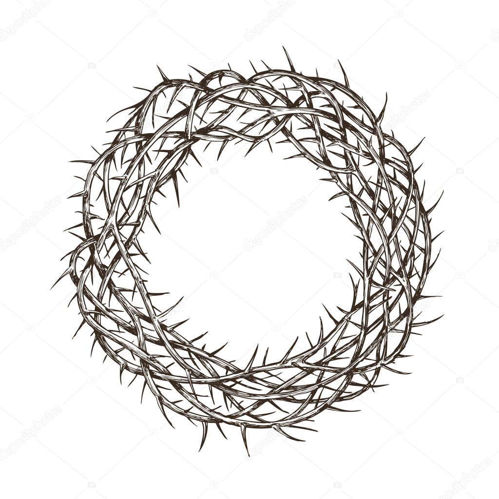 Crown of thorns, sketch. Hand drawn vintage vector illustration