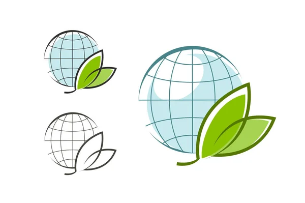 グリーン グローブの葉、ロゴ。エコ、自然、有機のアイコンまたはシンボル。ベクトル グラフィック — ストックベクタ