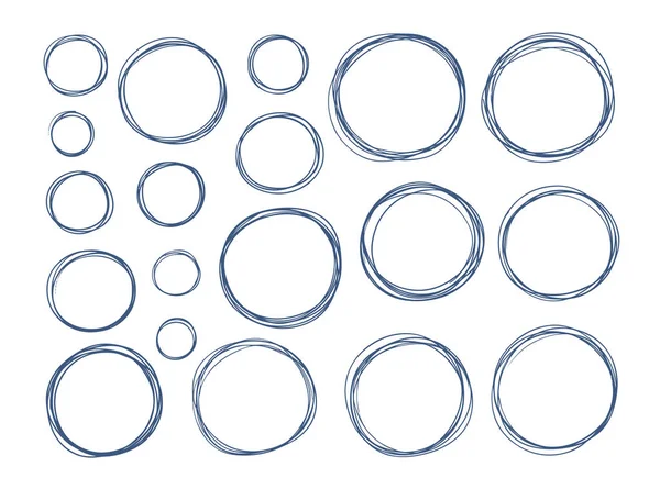 手描き下ろし円、要素のセットです。スケッチのベクトル図 — ストックベクタ