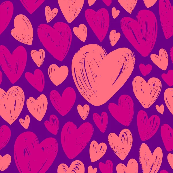 Herzen, nahtloser Hintergrund. handgezeichnete Vektor-Illustration — Stockvektor