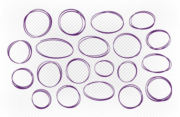 Hand drawn circle, set of elements. Sketch vector illustration — Stock Vector
