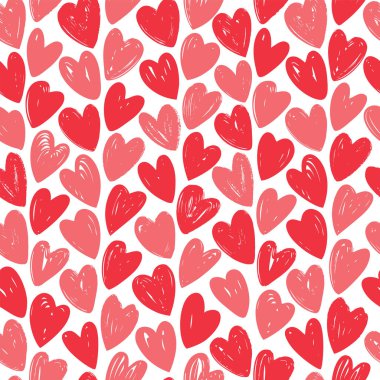 Kalpler, sorunsuz arka plan. Çizilmiş vektör çizim el