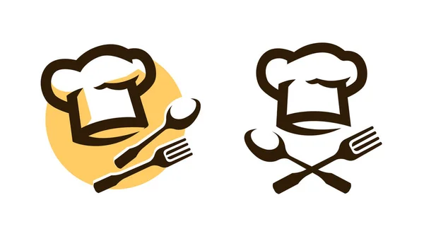 Restaurant-Logo oder -Symbol. Menü, Kochikone. Vektorillustration — Stockvektor