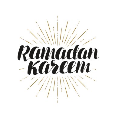 Ramazan Kareem, tebrik kartı. Yazı, vektör çizim