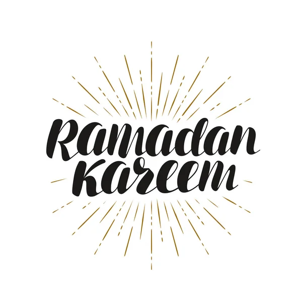 Ramadán Kareem, tarjeta de felicitación. Letras, ilustración vectorial — Vector de stock