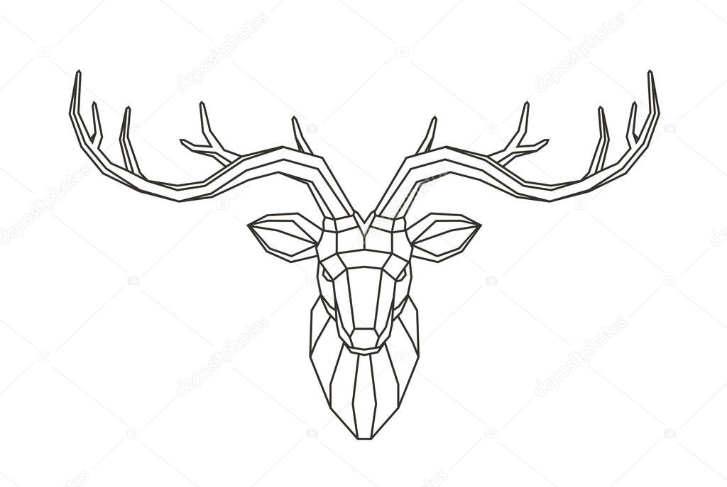 Geometric deer head. Abstract animal. Low poly line art vector illustration