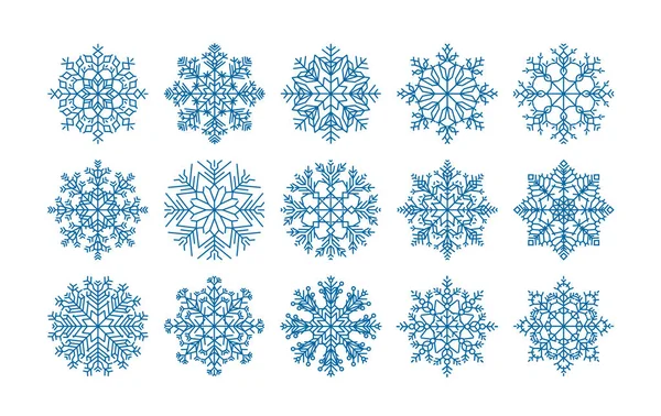 Snowflakes set isolated on white background. Christmas, winter, — Stock Vector
