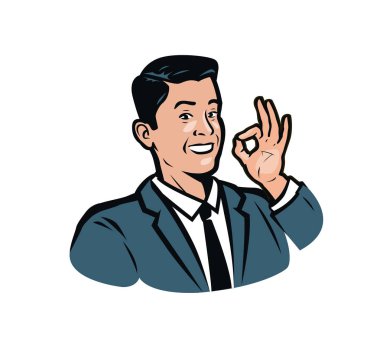 Başarılı bir iş adamı. İş, ticaret logosu veya etiketi. Vektör