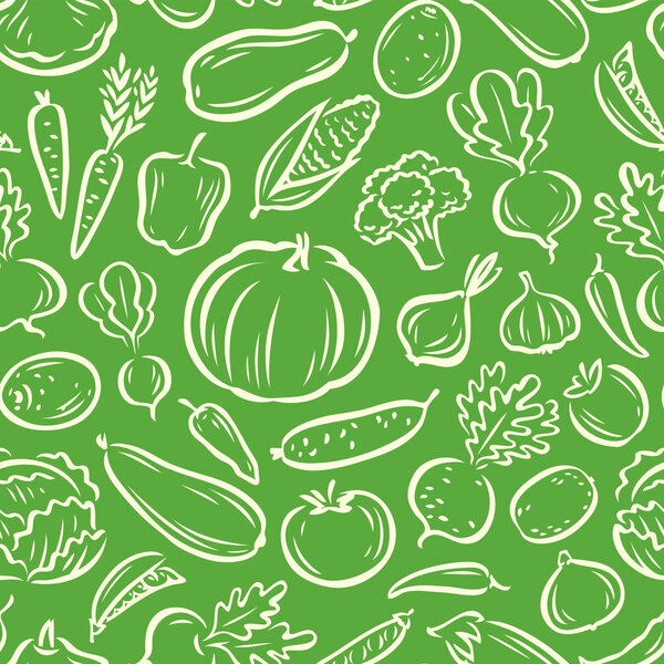 Vegetables seamless background. Agriculture, natural food, farming vector illustration