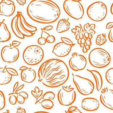 Meyve sorunsuz arka plan veya desen. Doğal gıda, tarım vektör illüstrasyon