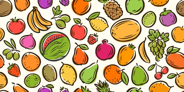 Fruits seamless background. Food cartoon vector illustration