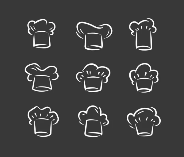 Logo Cook Hat. Menu, zestaw ikon restauracji. Ilustracja wektorowa — Wektor stockowy