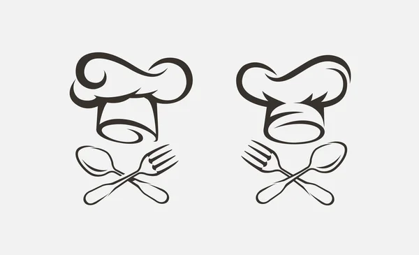 Logo Cook Hat. Restauracja, menu, symbol kawiarnia. Ilustracja wektorowa — Wektor stockowy