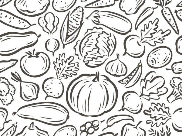 Grönsaker sömlös bakgrund. hälsosam matkoncept. vektor illustration — Stock vektor