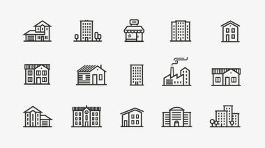 House icon set. Building, building symbol. Vector illustration clipart