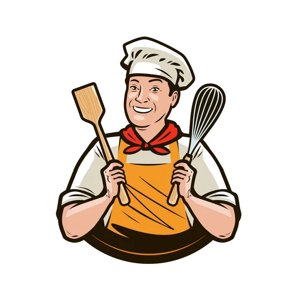 Logo Cook Baker. Restaurace, štítek na vaření. Vektorová ilustrace — Stockový vektor