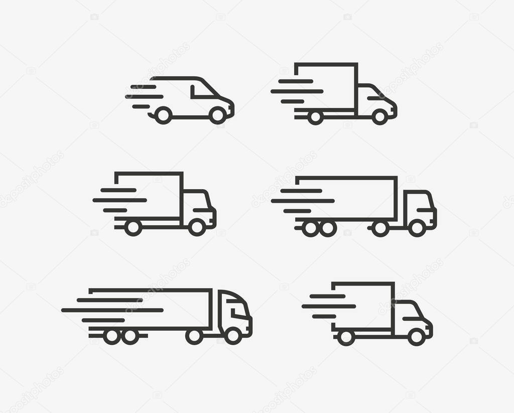 Truck icon set. Freight, delivery symbol Vector