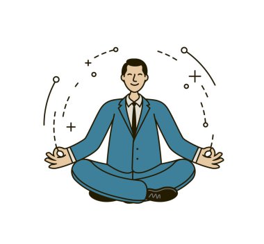 Başarılı bir iş adamı. Doğrusal tarzda iş kavramı. Vektör çizimi