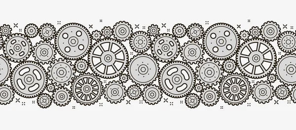 Gears seamless pattern. Cogwheels, mechanism vector illustration — Stock Vector