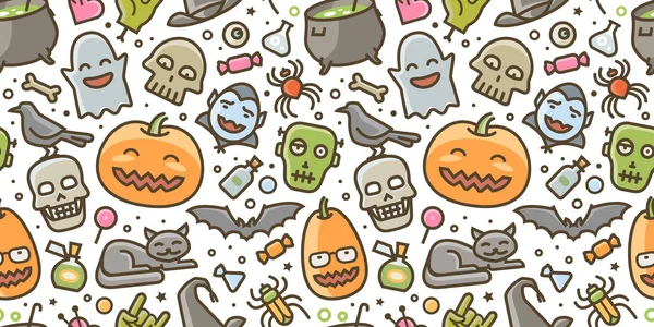 Halloween petrecere colorat fundal fără sudură. Ilustrație vectorială — Vector de stoc