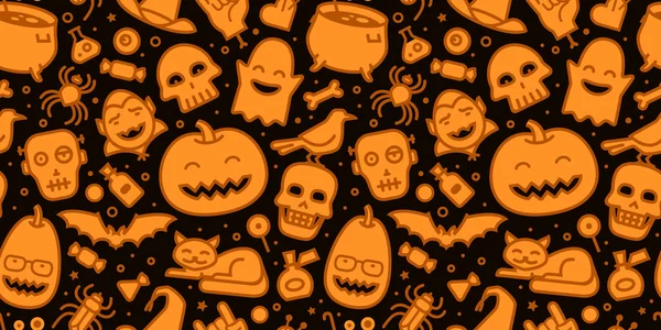Halloween festa sem costura fundo. Ilustração vetorial padrão — Vetor de Stock