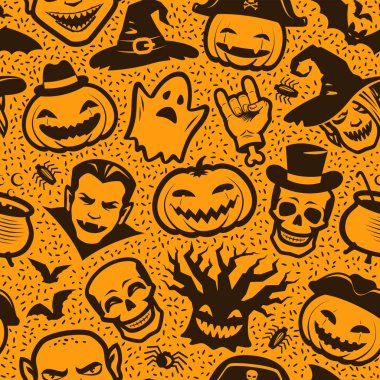 Cadılar Bayramı partisinin kusursuz bir geçmişi var. Desen vektör illüstrasyonu