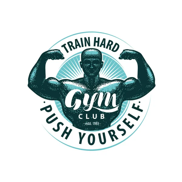 Gym club logo or label. Sports vector illustration — Stock Vector