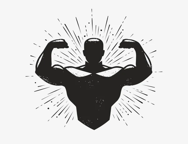 Gym, mästare logotyp eller etikett. Sportsymbol. Vektorillustration — Stock vektor