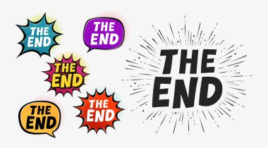 The End set of labels. Vector illustration