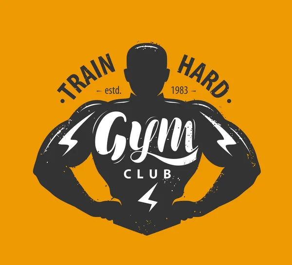 Gym club logo or emblem. Sport concept. Vector illustration — Stock Vector