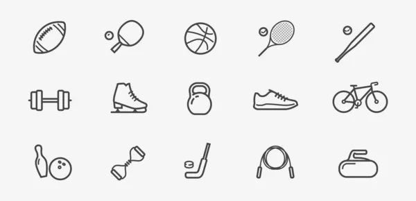 Set de iconos deportivos. Fitness, entrenamiento, símbolo del gimnasio. Ilustración vectorial — Vector de stock