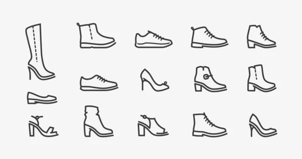 Набор значков обуви. Мода, концепция обувного магазина. Векторная иллюстрация — стоковый вектор
